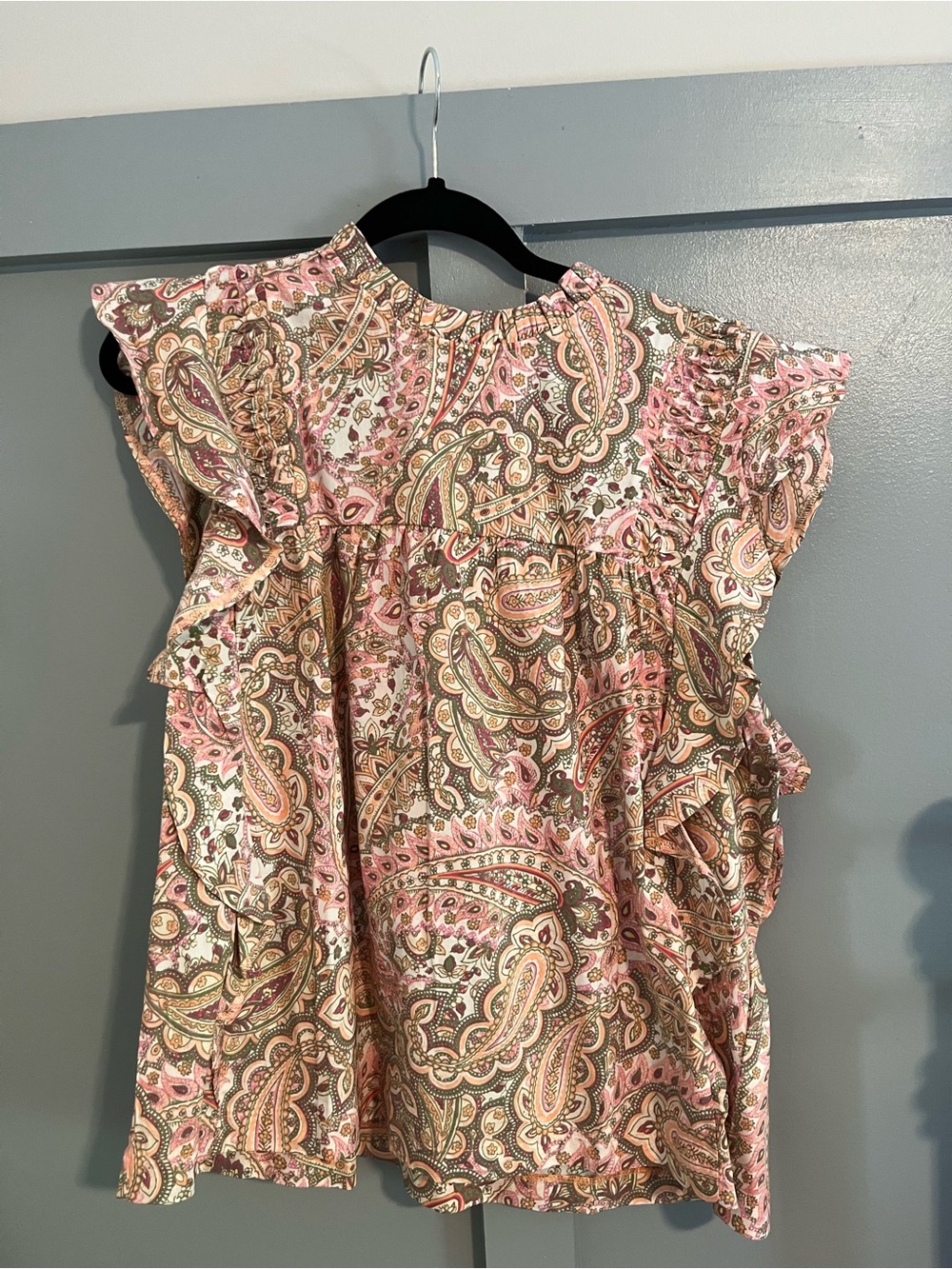 Cupio Pink Paisley Ruffle-Sleeve Casual Dress